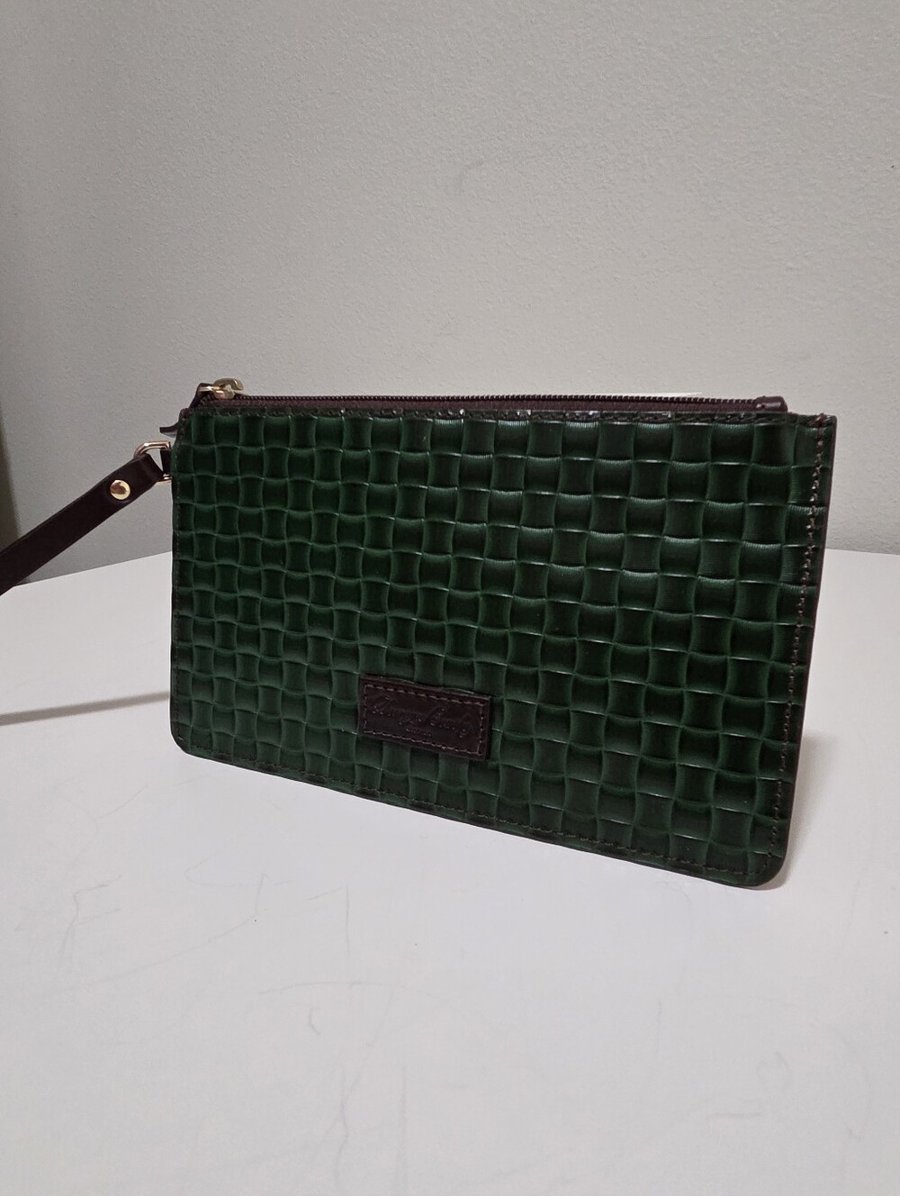 Dooney And Bourke Green Woven Leather Wristlet